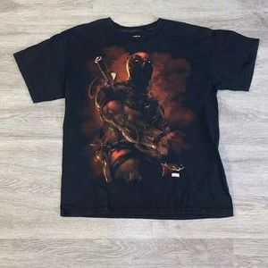 Adult Marvel Deadpool Black Size Large Shirt Marvel Black Graphic Movie Comics